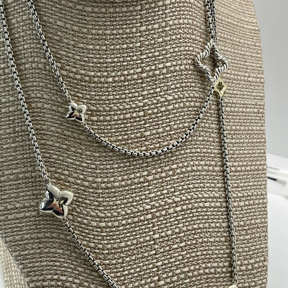 David Yurman Quatrefoil Box Chain Necklace, Silver and 14k Gold - Picture 12 of 16